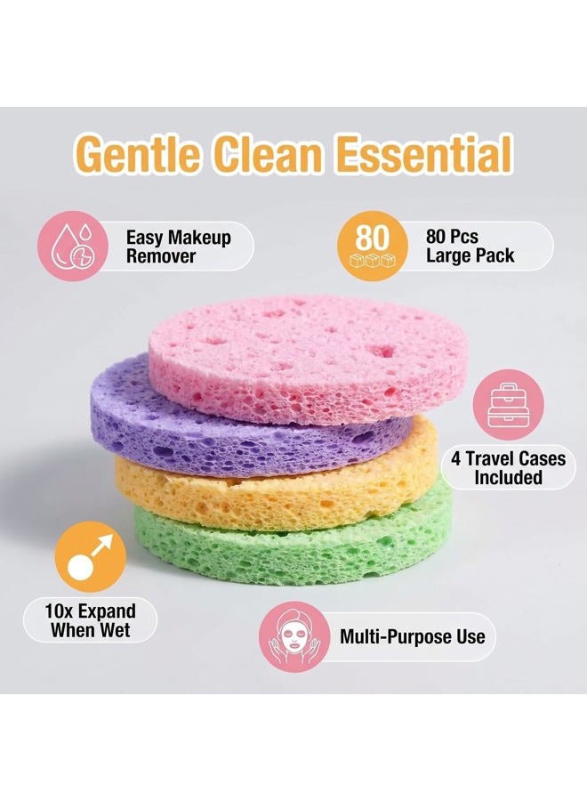 BS Mall Gentle Exfoliating Facial Sponges - 80-Count Reusable Cotton Pads for Face Cleansing, Makeup Removal & Spa Skincare, Soft Travel-Friendly Face Removing Dead Skin with Multi-Purpose Daily Use - Image 2