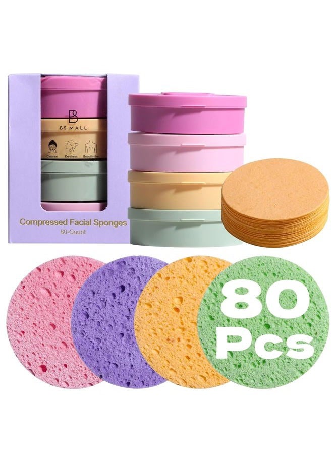 BS Mall Gentle Exfoliating Facial Sponges - 80-Count Reusable Cotton Pads for Face Cleansing, Makeup Removal & Spa Skincare, Soft Travel-Friendly Face Removing Dead Skin with Multi-Purpose Daily Use - Image 1