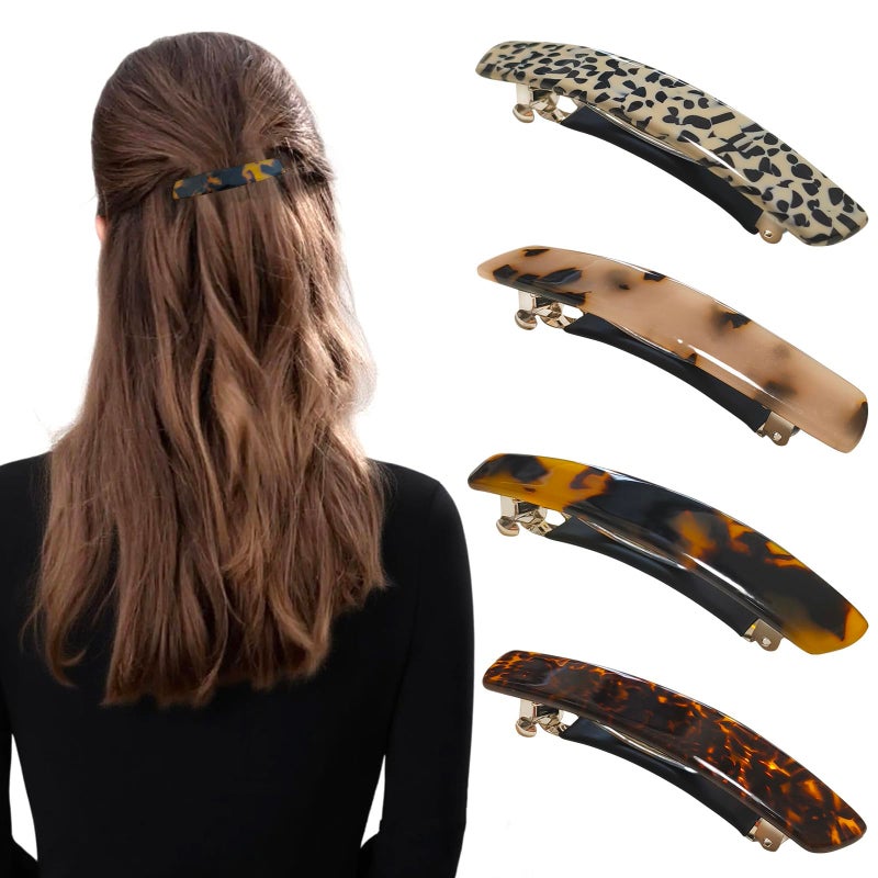 Markuii French Hair Barrettes for Women Small Acetate Half Up Hair Barrette Clips for Thin, Short or Fine Hair, 4 Pack - Image 1