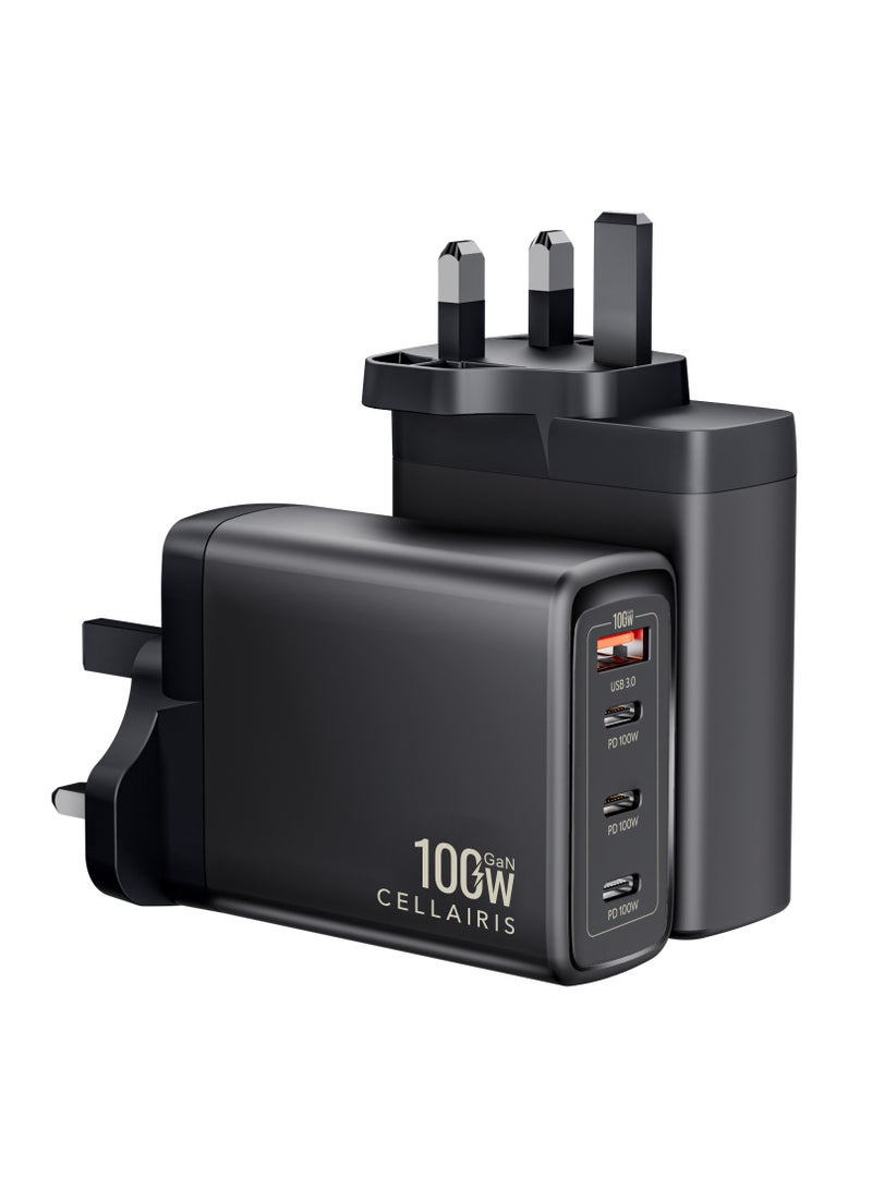 Cellairis GaN 100W + QC3.0,  Super Fast Charging, USB C Charger 4-Port GaN Laptop Quick Charger, Type C Wall Charger Plug Compatible with MacBook Pro, Air, HP, Dell, Lenovo, iPad Pro/Air, iPhone 15 Pro Max - Image 2