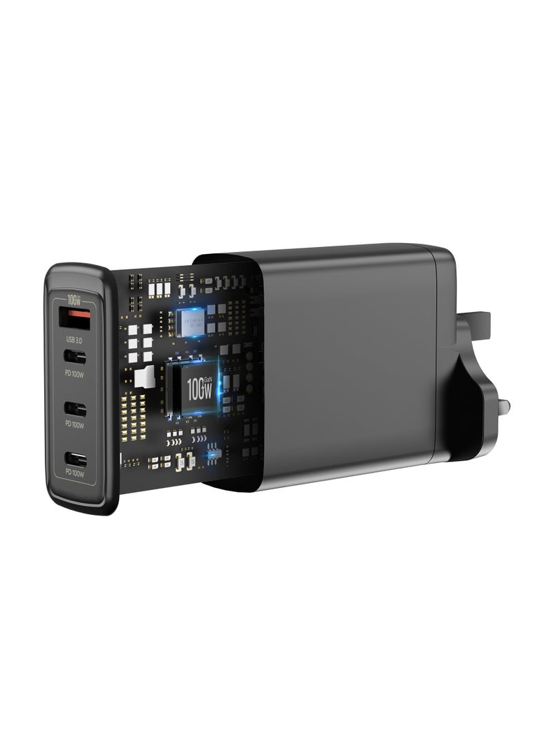 Cellairis GaN 100W + QC3.0,  Super Fast Charging, USB C Charger 4-Port GaN Laptop Quick Charger, Type C Wall Charger Plug Compatible with MacBook Pro, Air, HP, Dell, Lenovo, iPad Pro/Air, iPhone 15 Pro Max - Image 3