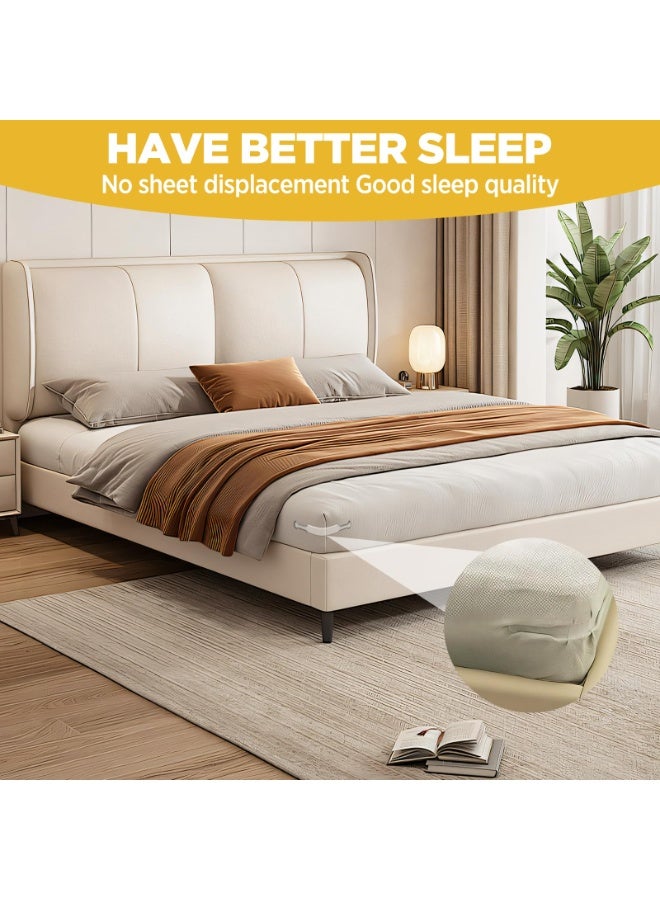 4Pcs Bed Sheet Holder Set with Lock Strips, Lock Sheet Holders Keep Sheets Firm & Tight, Non-Slip Lock Sheet Clips, Easy Installation, for All Size Mattress, Blankets, Bedding  - Image 3
