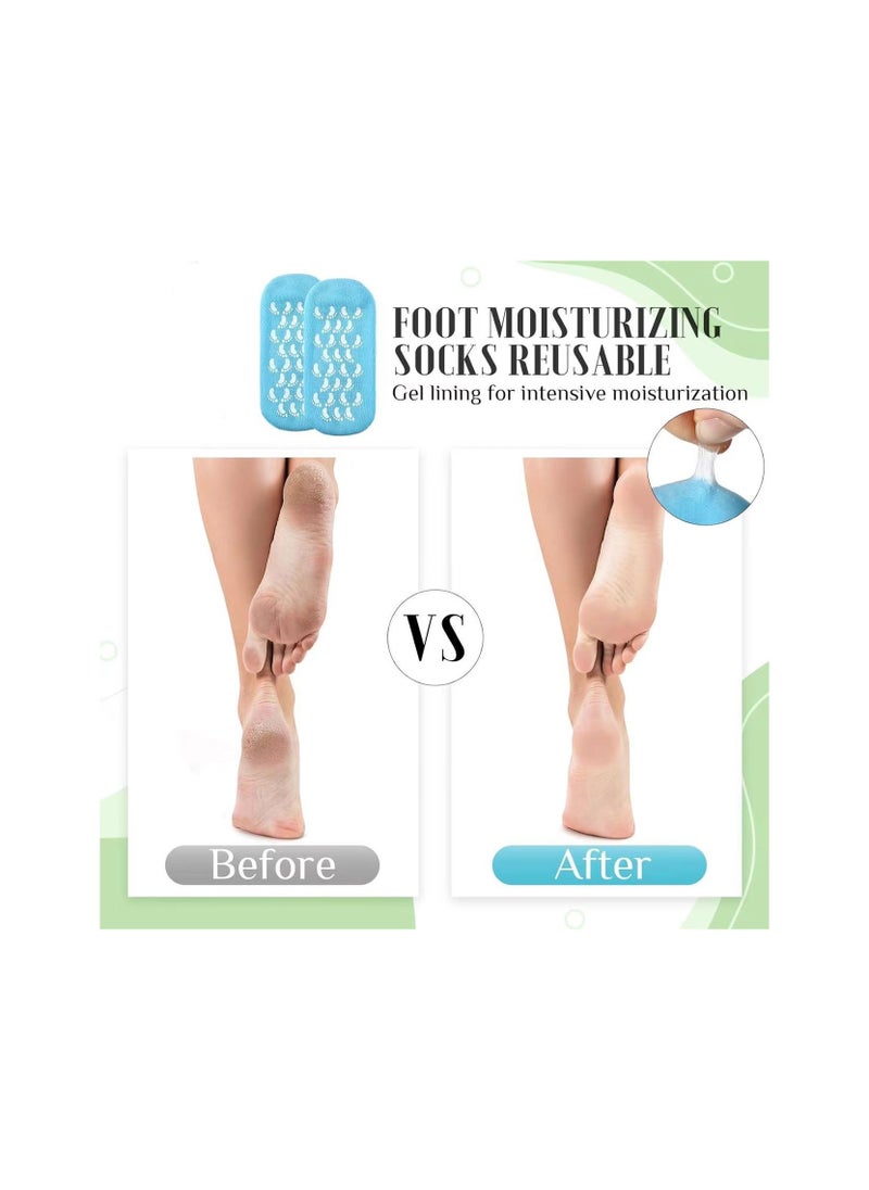 Generic 2pcs Moisturizing Socks Gel Socks for Dry Cracked Feet Soft Foot Lotion Socks Reusable Spa Socks for Women Repairing Gel Lining Infused with Essential Oils and Vitamins  - Image 2