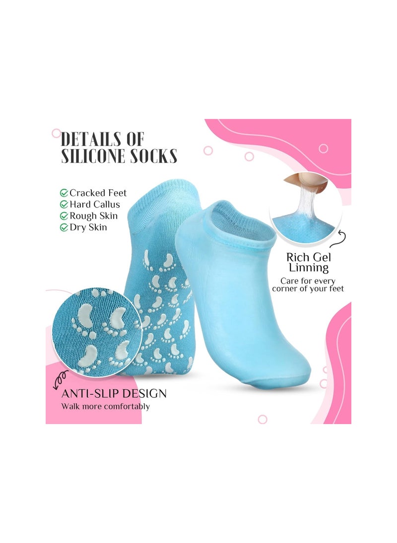 Generic 2pcs Moisturizing Socks Gel Socks for Dry Cracked Feet Soft Foot Lotion Socks Reusable Spa Socks for Women Repairing Gel Lining Infused with Essential Oils and Vitamins  - Image 5