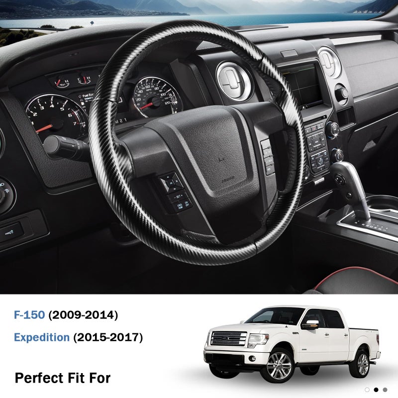 Aotoyou Steering Wheel Cover for Ford F150 2009-2014/ Ford Expedition 2015-2017, Car Steering Wheel Cover Protector Accessories for Ford (Matte Black) - Image 3