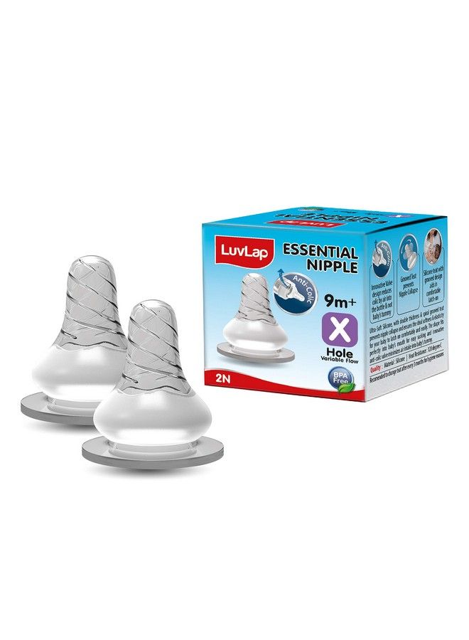 Luvlap حلمة رضاعة أساسية ذات عنق رفيع، قطعتان، تدفق متغير للأطفال من سن 9 أشهر فما فوق - Image 2