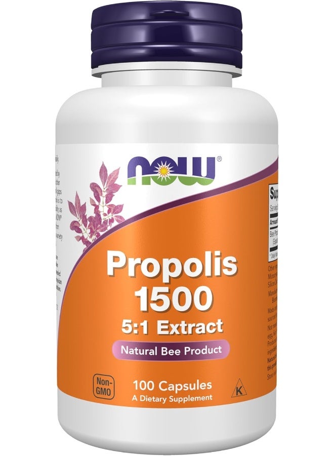 Now Foods Propolis Dietary Supplement 1500mg - 100 Veg Capsules - Image 1