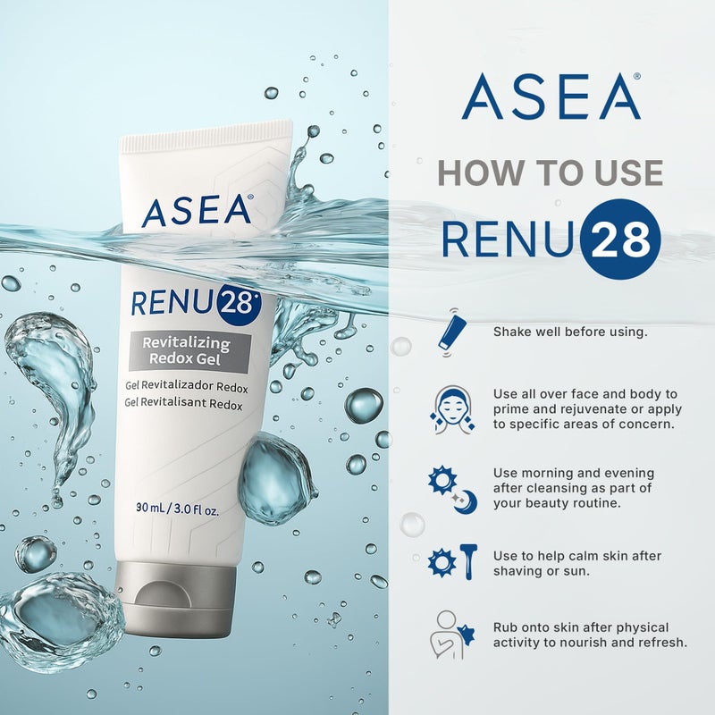 ASEA - RENU28 Redox Gel - Clean Beauty Skincare with Redox Molecules - Improves Elasticity, Smooths Fine Lines, Enhances Tone & Texture - 90 ml - Image 5