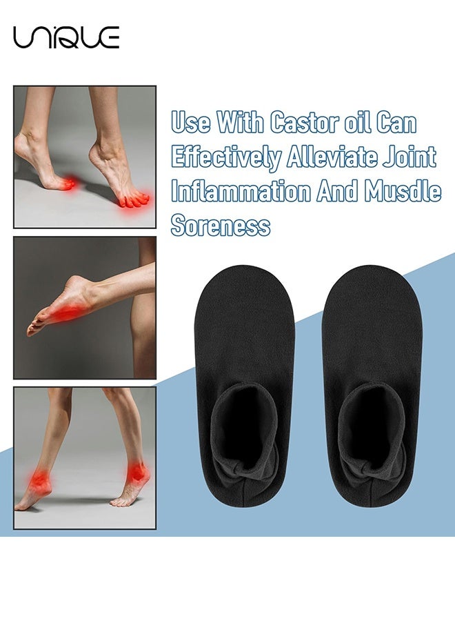 Unique 1 Pair Castor Oil Pack Wrap for Feet - Organic Castor Oil Pack Wrap for Toes Cotton for Women - Castor Oil Pack Kit for Feet Arthritis and Feet Tingling feet Cracking - Moisturizing Feet (Oil Not Include) - Image 2