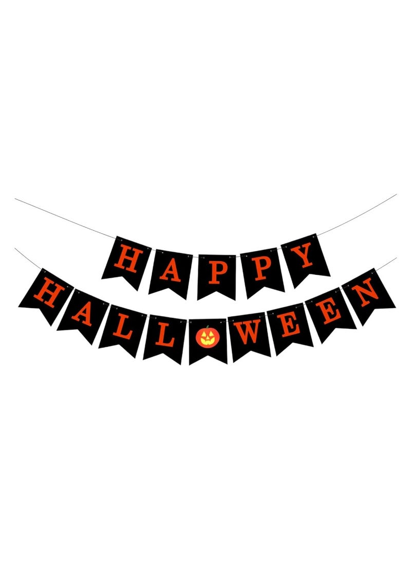 Doodle Kiddo Happy Halloween Banner - Black & Orange - Image 1