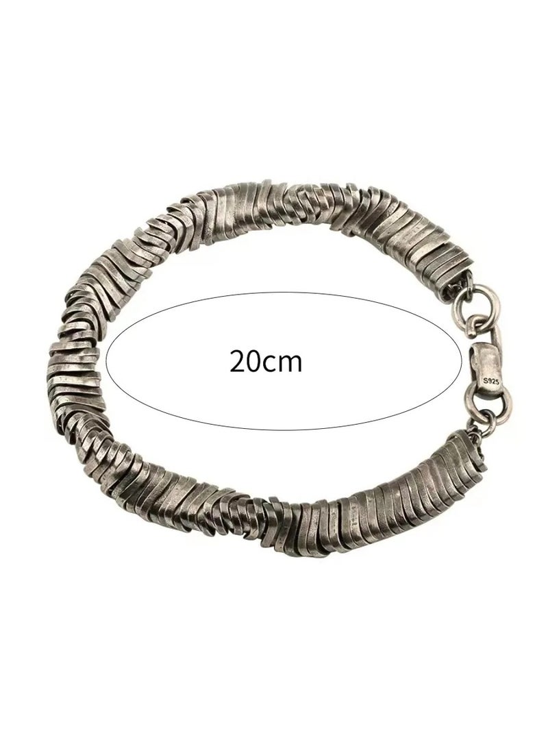 Men's Retro Twisted Titanium Steel Bracelet, Hip-Hop Dark Pioneer Style, Neutral Niche Design, Vintage Old-Fashioned Stainless Steel Bangle for Daily & Streetwear - Image 4