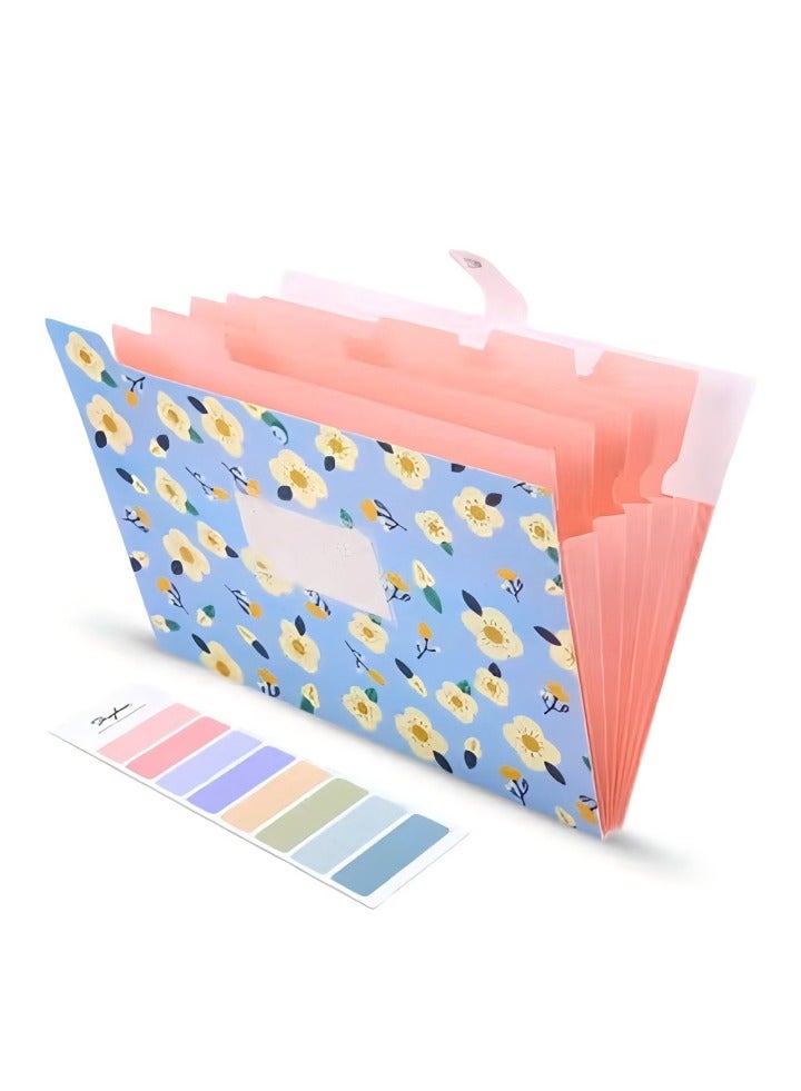 DUNISO Expanding File Folder,A4 File Folder,with 8 Pockets Floral Accordian File Orgsniser, Waterproof and Stain-Resistant,Buckle Design,for Home School Office - Image 2
