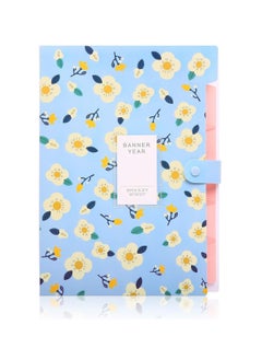 DUNISO Floral Printed Accordion Document File Folder Expanding Letter Organizer 32.4*23.6*0.9 cm (Yellow/Pink/Blue)  - Image 5
