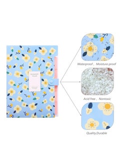 DUNISO Floral Printed Accordion Document File Folder Expanding Letter Organizer 32.4*23.6*0.9 cm (Yellow/Pink/Blue)  - Image 3