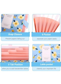 DUNISO Floral Printed Accordion Document File Folder Expanding Letter Organizer 32.4*23.6*0.9 cm (Yellow/Pink/Blue)  - Image 4