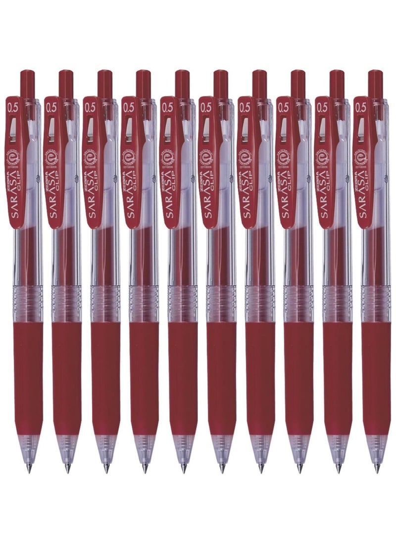 ZEBRA Sarasa Clip B-JJ15-R Gel Ballpoint Pen 0.5mm Red Pack Of 10  - Image 1