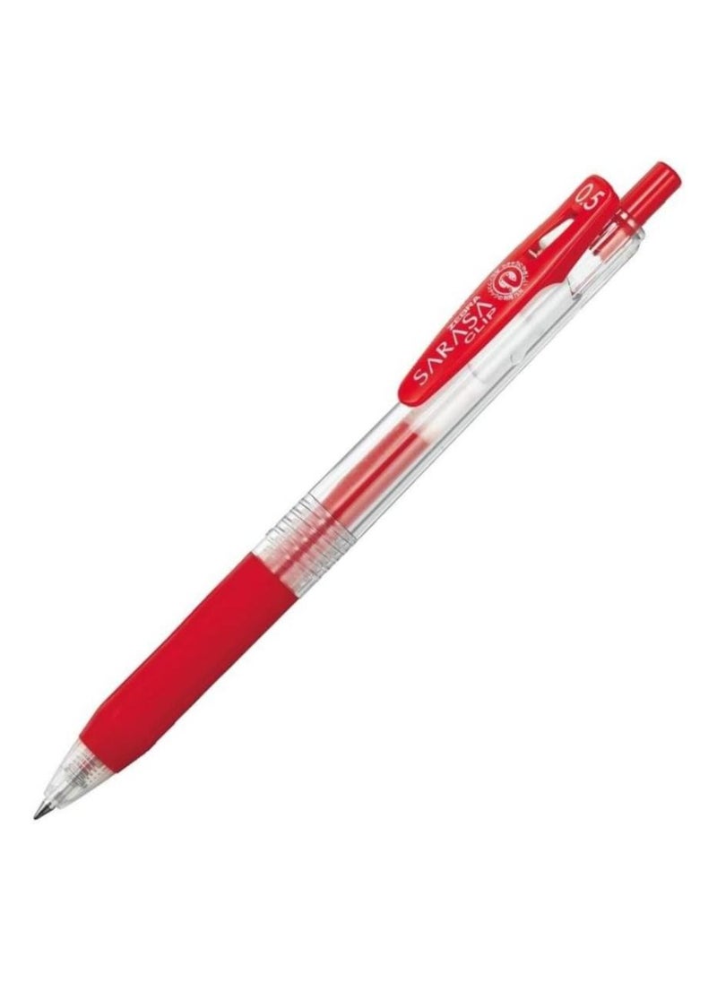 ZEBRA Sarasa Clip B-JJ15-R Gel Ballpoint Pen 0.5mm Red Pack Of 10  - Image 2
