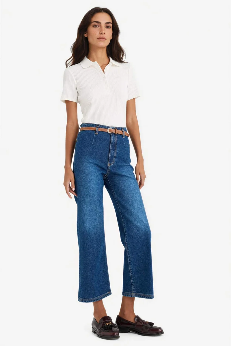 ديفاكتو Culotte High Waist Ankle Length Jeans