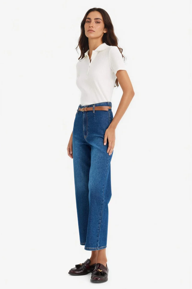 ديفاكتو Culotte High Waist Ankle Length Jeans