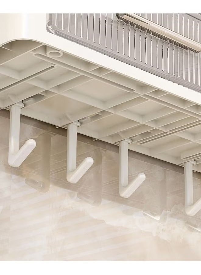 Beauenty 2-Tier Wall Mounted Bathroom Rack Wall Hanger Bath Organizer Makeups Organizer With Hooks and Drawer For Bathroom - Image 5