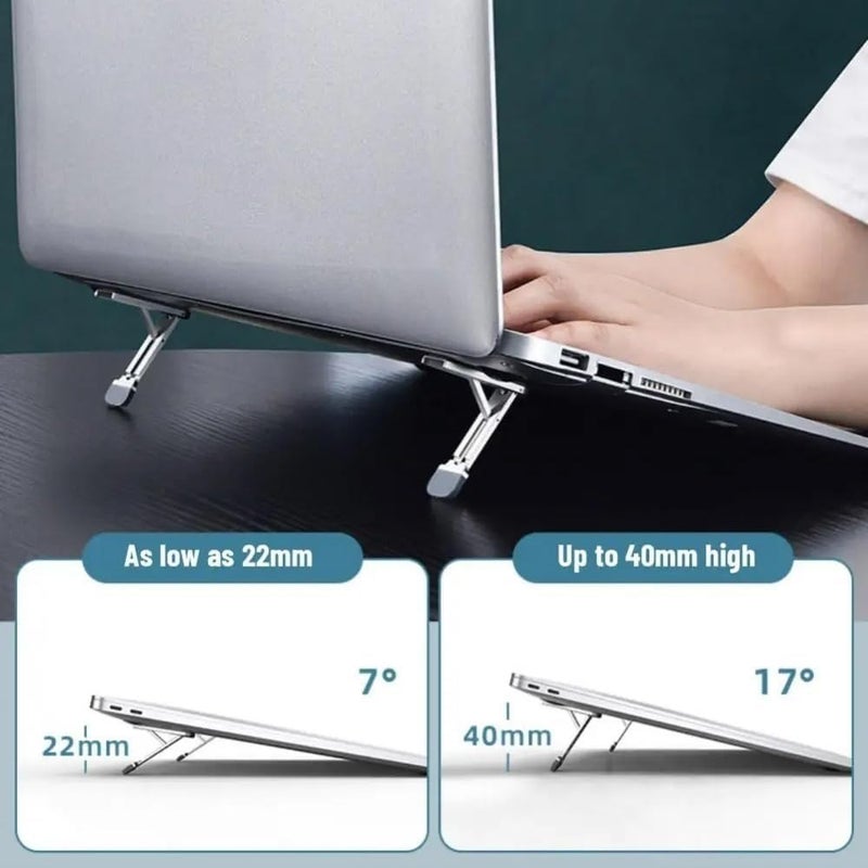 Laptop Stand, Mini Portable Laptop Stand for Desk, 1 Pair Aluminum Foldable Laptop Cooling Brackets Desk Accessories - Image 5