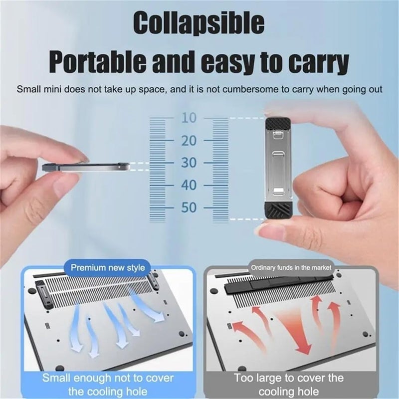 Laptop Stand, Mini Portable Laptop Stand for Desk, 1 Pair Aluminum Foldable Laptop Cooling Brackets Desk Accessories - Image 3