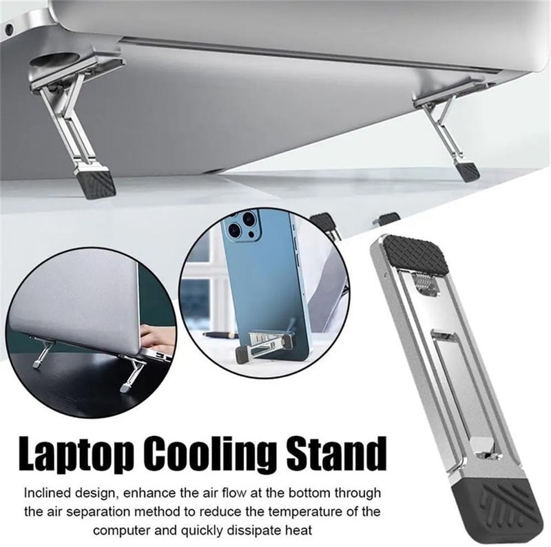 Laptop Stand, Mini Portable Laptop Stand for Desk, 1 Pair Aluminum Foldable Laptop Cooling Brackets Desk Accessories - Image 4
