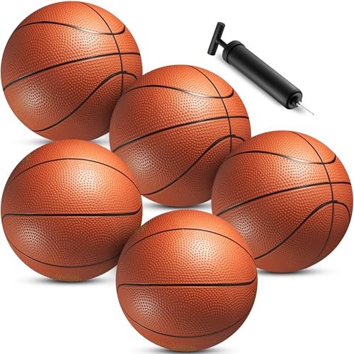 Bedwina Mini Basketball Set for Kids - 6 Inch (5 Pack) w/ Hand Pump - Small Size Indoor Mini Hoop Balls for Toddlers - Over the Door Basketball Games, Indoor & Outdoor, Small Hoops, Pool Play & Party Favors - Image 1