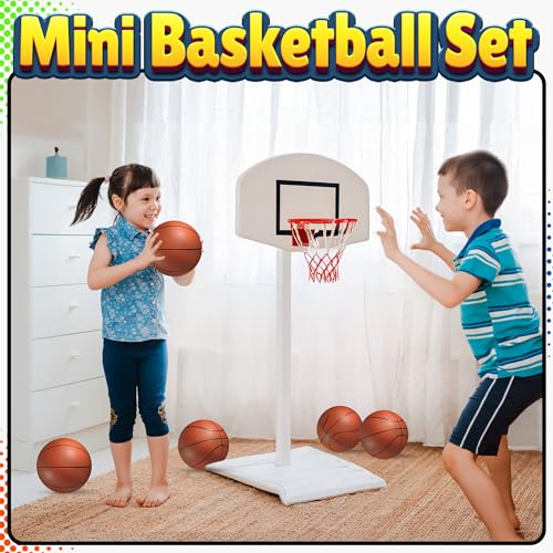 Bedwina Mini Basketball Set for Kids - 6 Inch (5 Pack) w/ Hand Pump - Small Size Indoor Mini Hoop Balls for Toddlers - Over the Door Basketball Games, Indoor & Outdoor, Small Hoops, Pool Play & Party Favors - Image 4