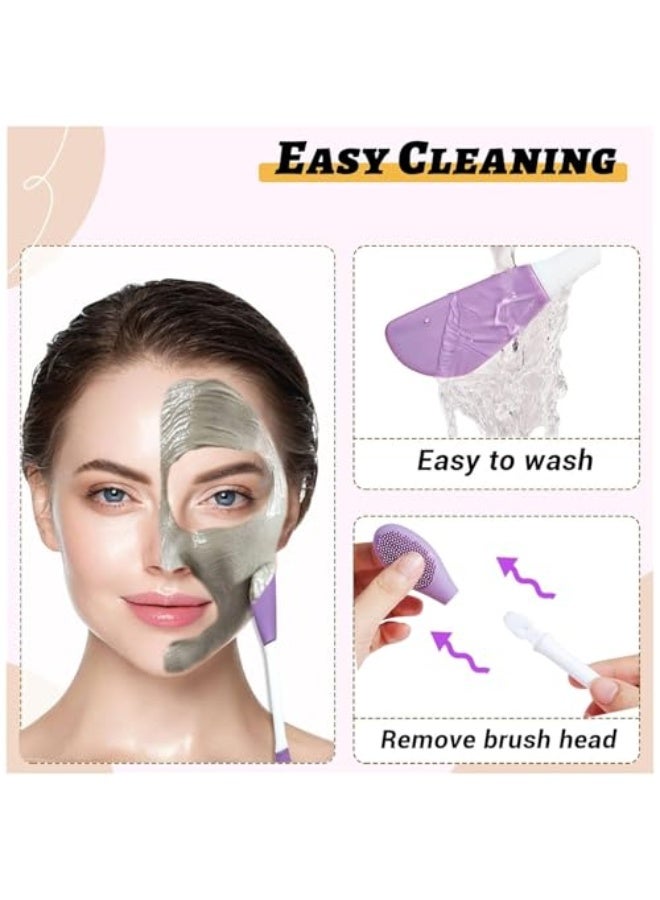 فرشاة وجه سيليكون من تول هاوس، أداة تقشير لطيفة لتنظيف عميق، إزالة المكياج، وتدليك البشرة. شعيرات ناعمة، مقاومة للماء، وقابلة لإعادة الاستخدام (باللون الأرجواني). - Image 5