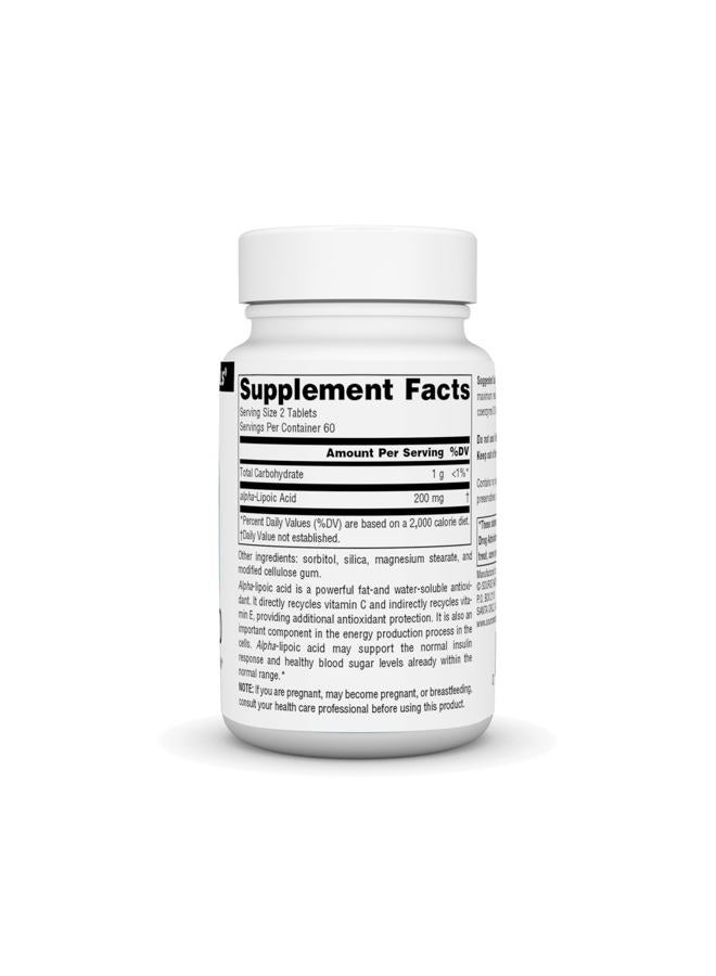 Source Naturals Alpha Lipoic Acid Supports Healthy Sugar Metabolism, Liver Function & Energy Generation* - 100 mg - 120 Tablets - Image 2