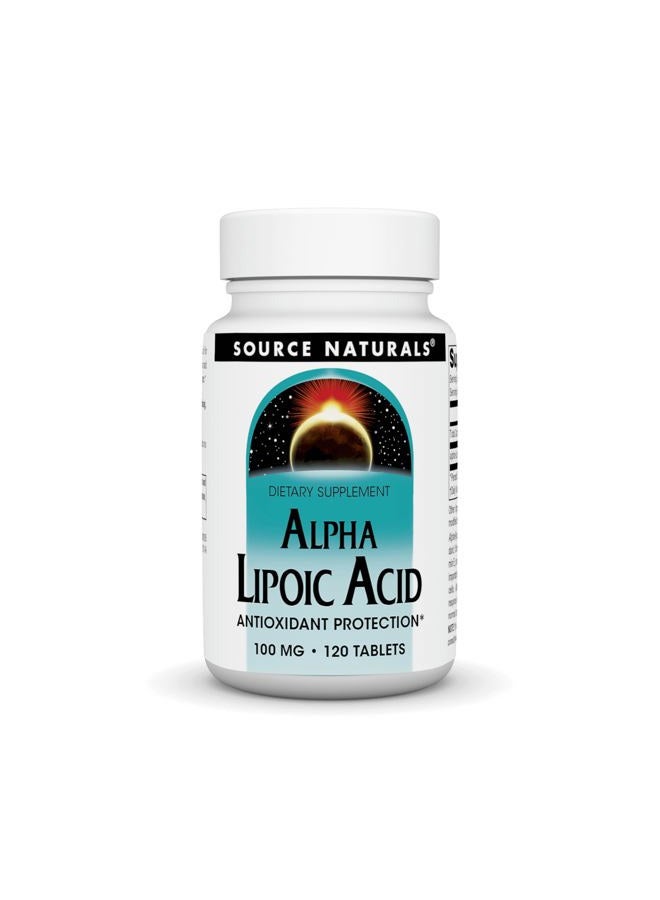 Source Naturals Alpha Lipoic Acid Supports Healthy Sugar Metabolism, Liver Function & Energy Generation* - 100 mg - 120 Tablets - Image 1