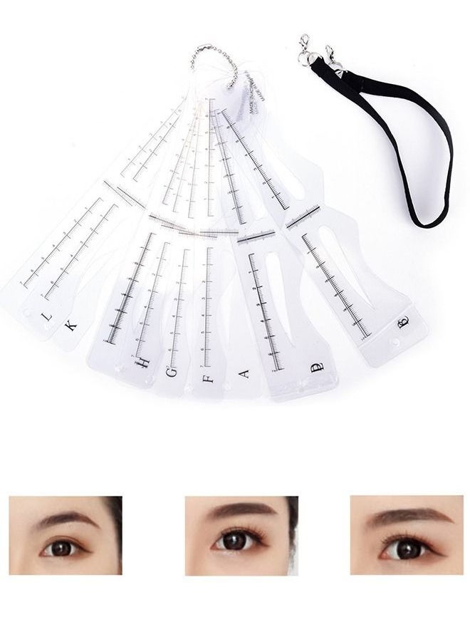 Generic 12 Pieces Reusable Eyebrows Shape Stencil Eyebrow Measure Balance Extension Ruler  - Image 1