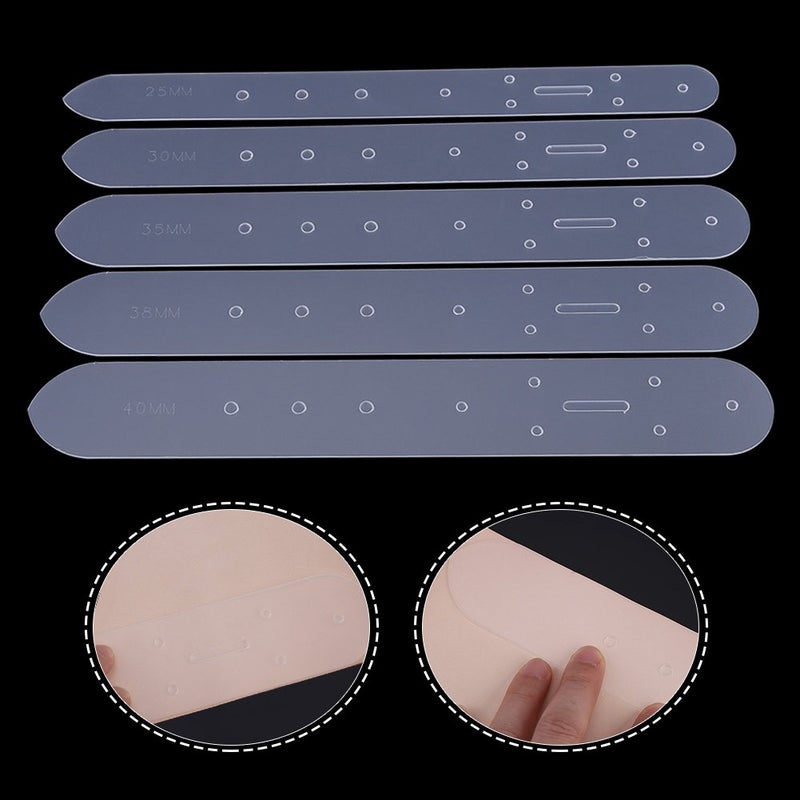 Hztyyier 5Pcs Belt Holes Template Acrylic Template Leather Craft Belt Punching Template DIY Set 2530353840mm 