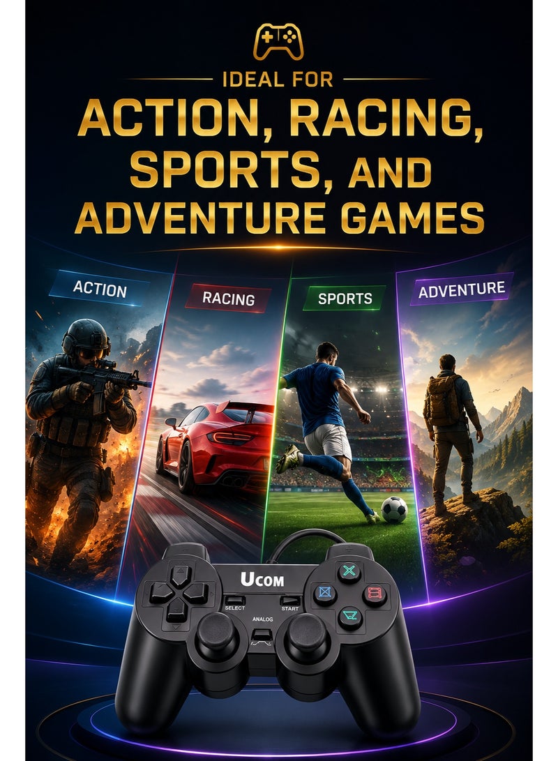 Ucom USB Dual Game Controllers for PC | Wired USB Gamepads with Analog Sticks & Ergonomic Design | Plug & Play Gaming Controllers - Image 3