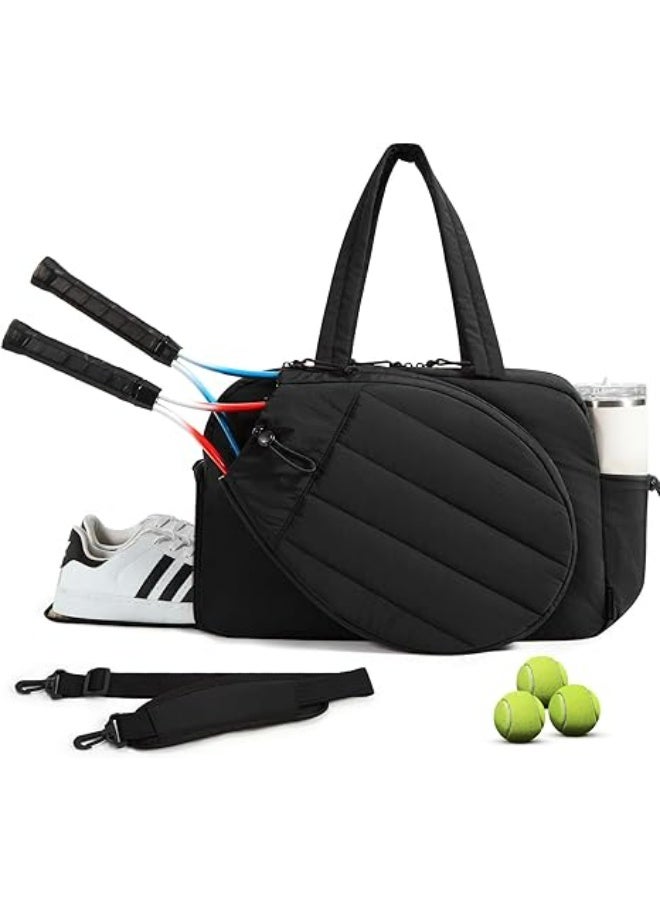 أوزيغالور حقيبة رياضية للتنس تتسع لـ 2 مضرب مع جيب للأحذية للنساء والرجال، حقيبة رياضية تتسع لجهاز كمبيوتر محمول حتى 15.6 بوصة للصالة الرياضية والسفر (أسود) - Image 1