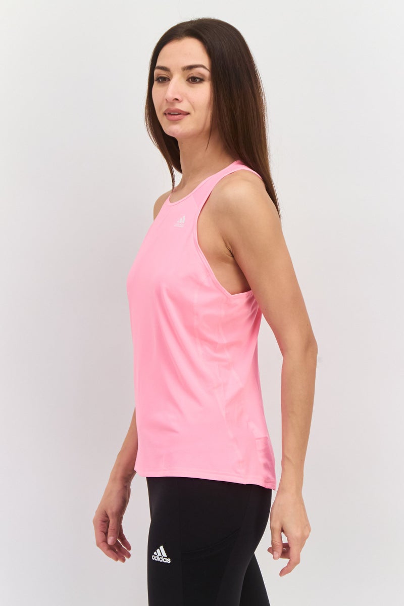 Adidas تي شيرت تدريب بدون أكمام للنساء، شعار العلامة التجارية، وردي - Image 2