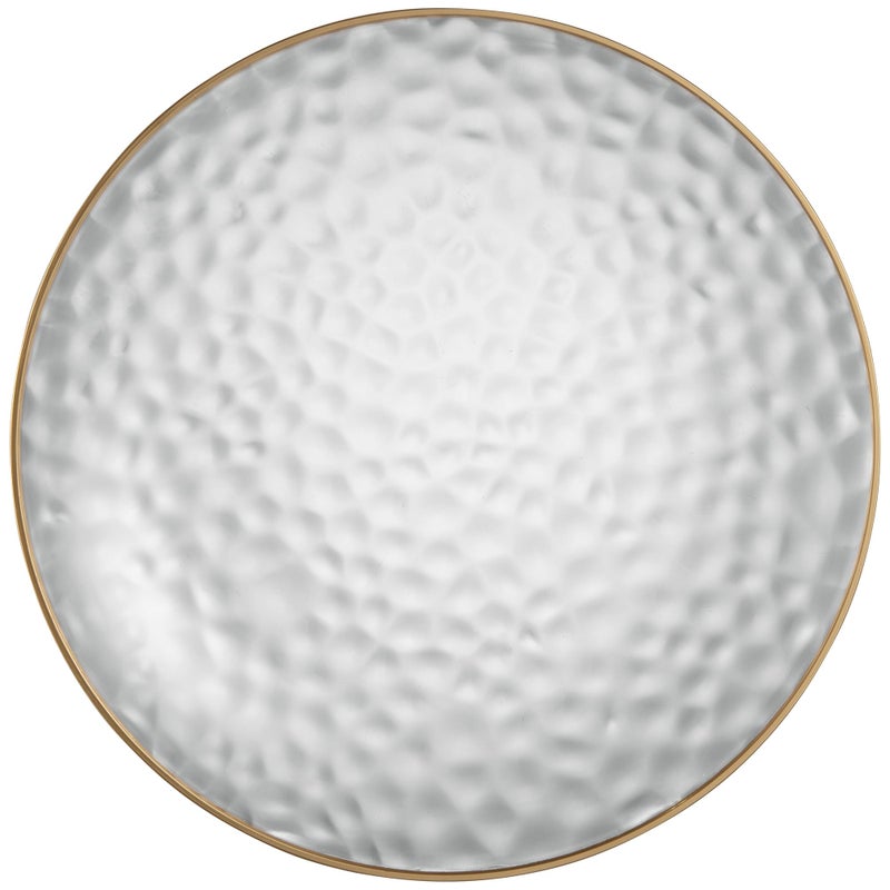 PLASTICPRO أطباق بلاستيكية ثقيلة الوزن 30 حبة بحواف مطروقة من بلاستيك بلاستيك برو، أطباق حفلات أنيقة وواضحة بحواف مطروقة (مطروقة واضحة بحواف ذهبية 10 بوصة) - Image 5