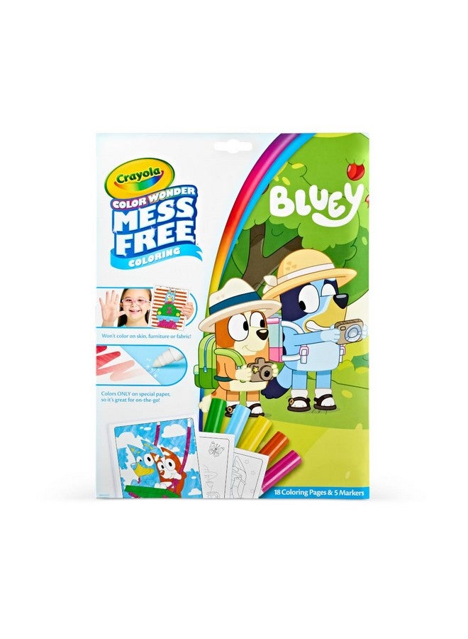 كرايولا مجموعة تلوين Crayola Bluey Color Wonder، 18 صفحة تلوين Bluey، تلوين بدون فوضى للأطفال الصغار، ألعاب Bluey، هدايا الأعياد للأطفال، هدايا للجوارب - Image 1