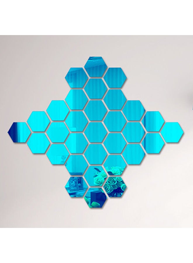 NIBEMINENT 12 Piece 3D Hexagon Acrylic Mirror Wall Stickers Blue 12.6x12.6centimeter - Image 2