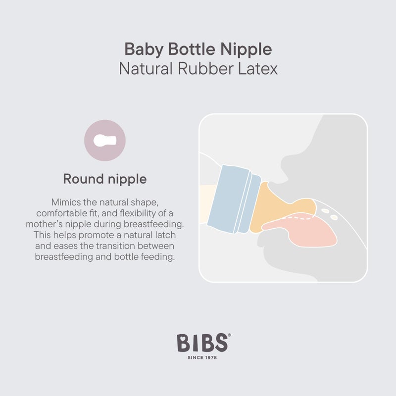 BIBS Baby Bottle Grow & Flow Starter Kit Natural Rubber Latex - Anti-Colic, BPA-Free, Round Nipple, Slow/Medium/Fast Flow, Lightweight & Easy to Clean, Suitable for Newborns 0+ Years - Ivory - Image 4