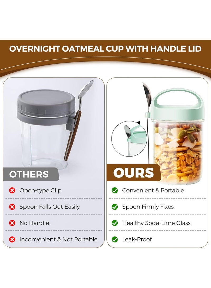 Gmisun Glass Jars with Lid and Spoon 430ml 4 Pack Overnight Oats Containers Food Storage for Milk Cereal Fruit Everyday Use Home Kitchen - Image 4