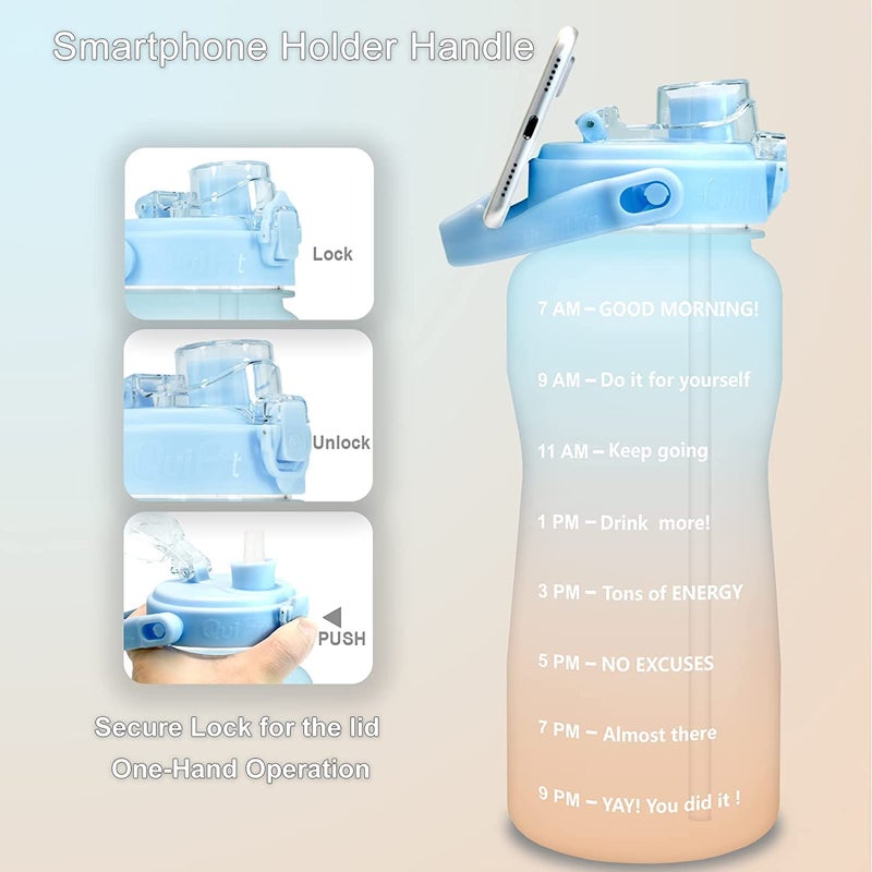 ASPENX Gym Big Jumbo 2liter Motivational Water Bottle Sipper 2 Litre Ltr Tritan Plastic Bottle With Time Markings Leakproof Durable Bpa Free Nontoxic For Office Sports School2L - Image 2