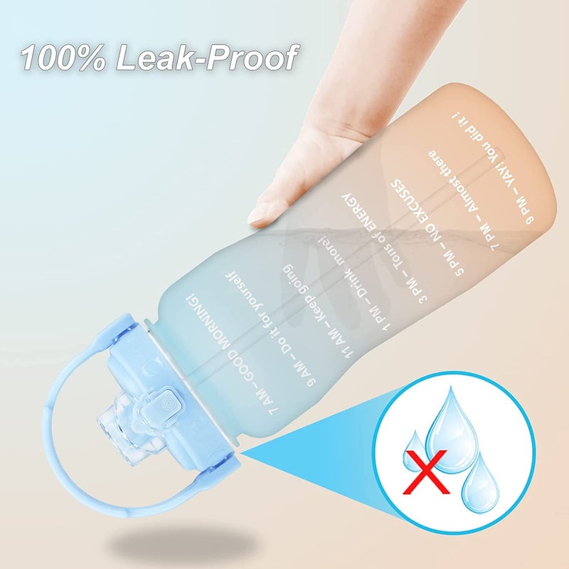 ASPENX Gym Big Jumbo 2liter Motivational Water Bottle Sipper 2 Litre Ltr Tritan Plastic Bottle With Time Markings Leakproof Durable Bpa Free Nontoxic For Office Sports School2L - Image 3