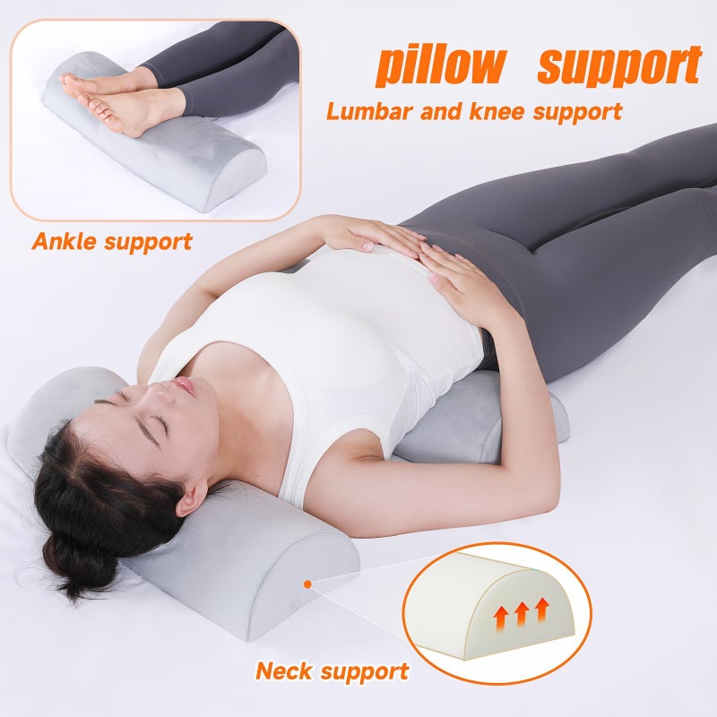 1pc Half Moon Pillow Light Gray 6 69x17 72inch Leg Knee Back Of Neck Lumbar Support Semi Round Rolled Pillow For Back Or Side Sleepers Comfort For Ankles Feet Head Neck Spine Hips - Image 2