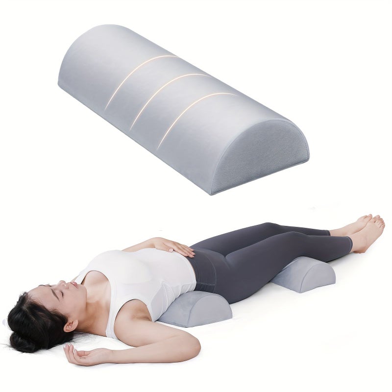 1pc Half Moon Pillow Light Gray 6 69x17 72inch Leg Knee Back Of Neck Lumbar Support Semi Round Rolled Pillow For Back Or Side Sleepers Comfort For Ankles Feet Head Neck Spine Hips - Image 1