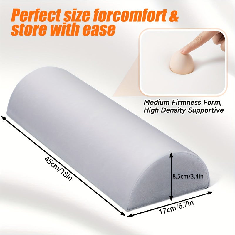 1pc Half Moon Pillow Light Gray 6 69x17 72inch Leg Knee Back Of Neck Lumbar Support Semi Round Rolled Pillow For Back Or Side Sleepers Comfort For Ankles Feet Head Neck Spine Hips - Image 4