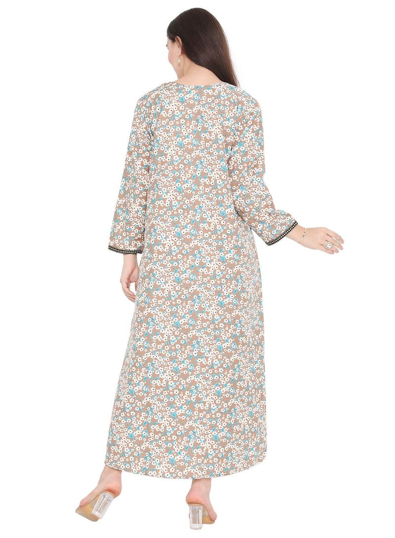 هانا آند سارا جلابية كفتان فيسكوز مطرزة بطبعات زهور - Image 2