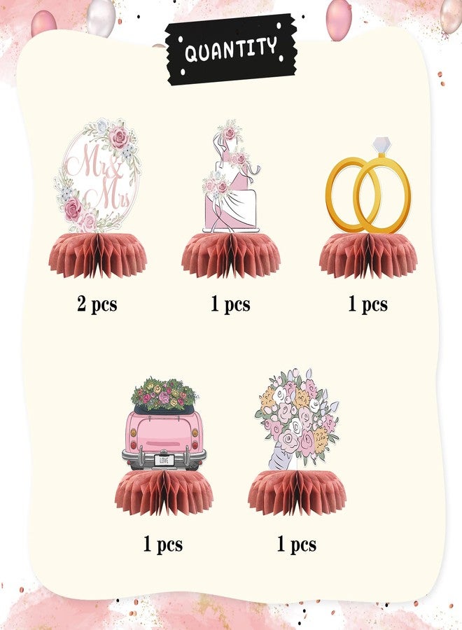 INNORU Mr and Mrs Table Honeycomb Centerpieces, Wedding Table Topper Paper Poster Centerpieces Bridal Shower Party Table Sign Bride & Groom Wedding Engagement Party Decorations 6 PCS - Image 3