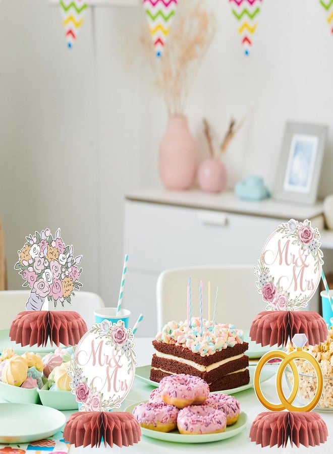 INNORU Mr and Mrs Table Honeycomb Centerpieces, Wedding Table Topper Paper Poster Centerpieces Bridal Shower Party Table Sign Bride & Groom Wedding Engagement Party Decorations 6 PCS - Image 5